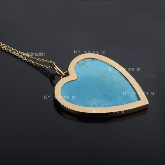 スリーピングビューティー ターコイズ ハートペンダント：14Kゴールド