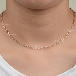 Handmade 14K Yellow Gold Paper Clip Chain Necklace