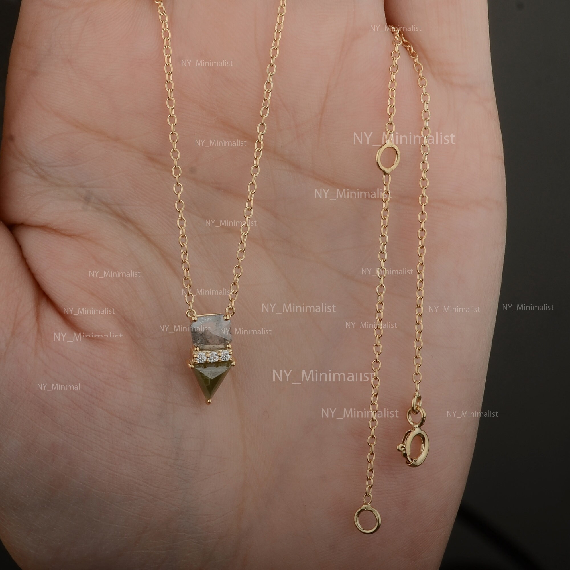 Genuine Salt and Pepper Diamond Necklace Solid 14K Etsy UK