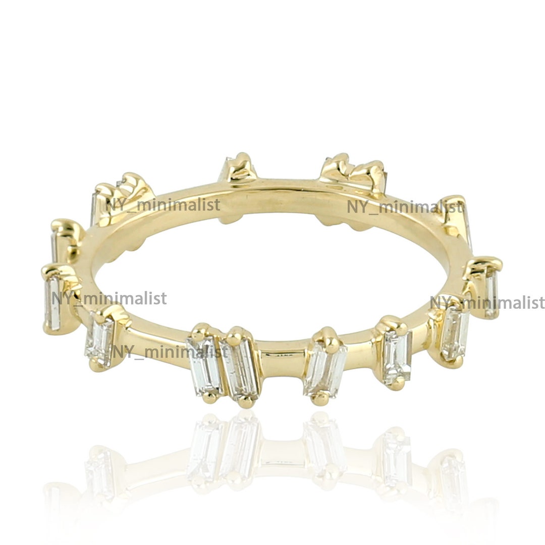 Handmade 14K Yellow Gold Baguette Diamond Eternity Band Ring - Etsy