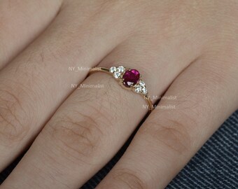 Handmade 14k Gold Ruby and Diamond Ring: Fine Wedding Jewelry