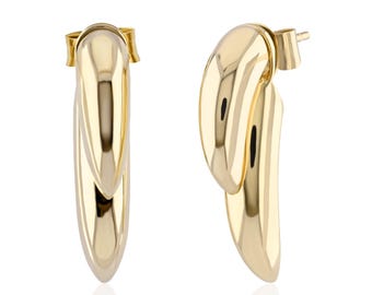 Einfache schlichte Gold Horn Ohrringe, Vorder- und Rückseite Spike Ear Jacket Ohrringe