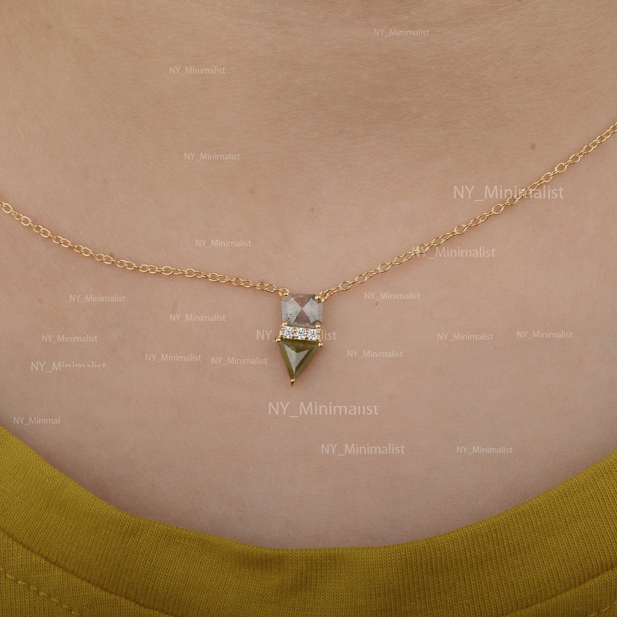 Genuine Salt and Pepper Diamond Necklace Solid 14K Etsy UK