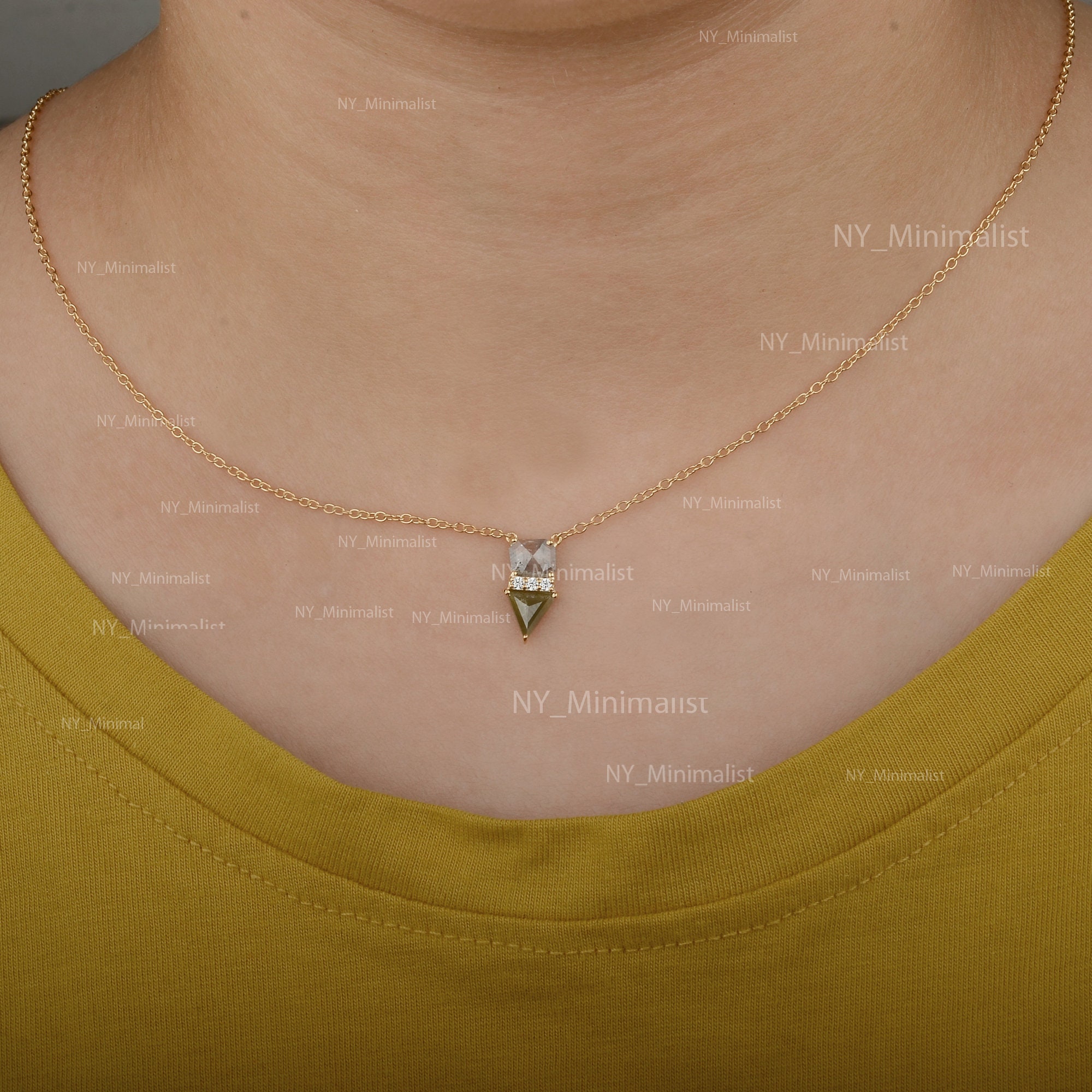 Genuine Salt and Pepper Diamond Necklace Solid 14K Etsy