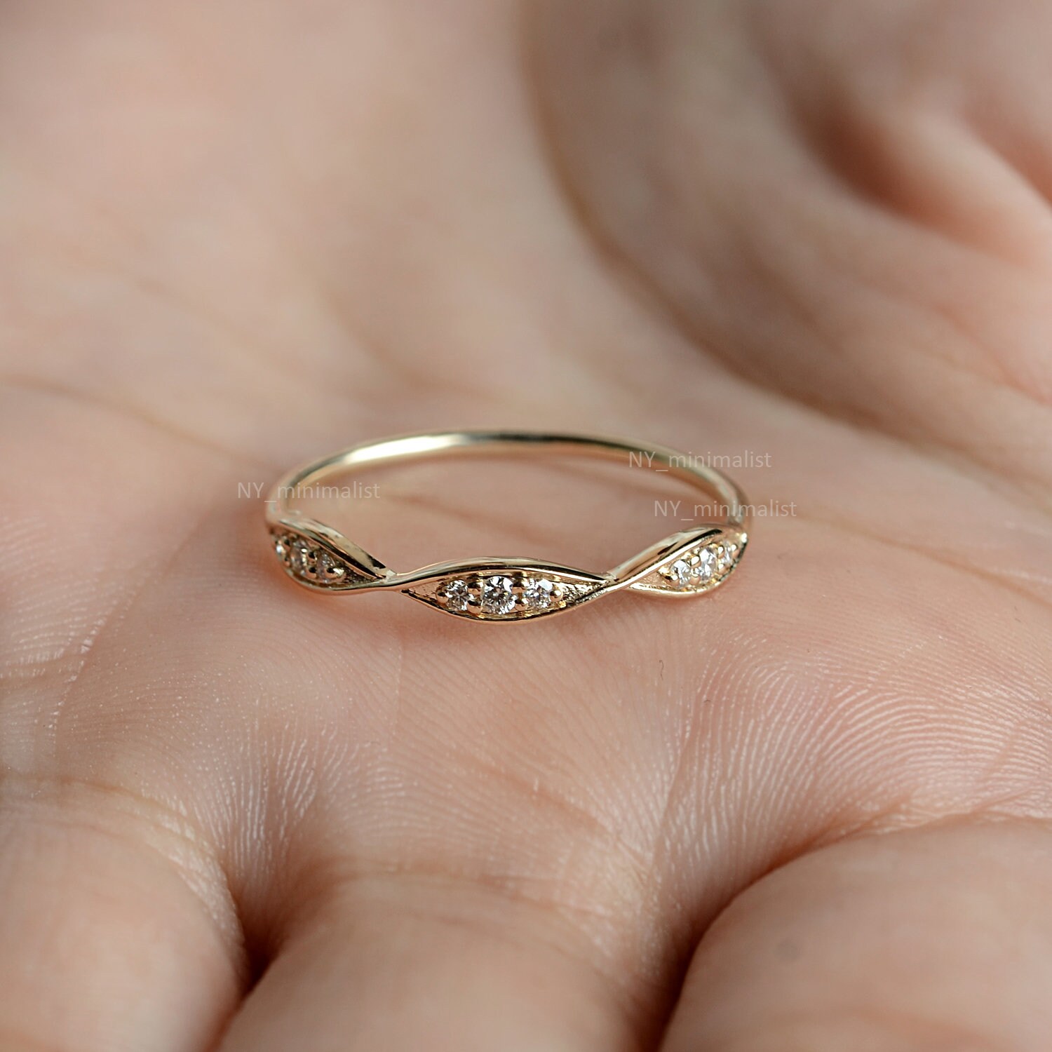 14金無垢ダイヤモンド結婚指輪：ハーフエタニティ婚約指輪 - Etsy 日本