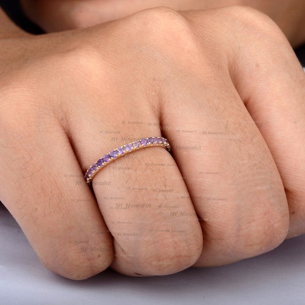 Handgemachter 14k Gelbgold Amethyst Eternity Bandring