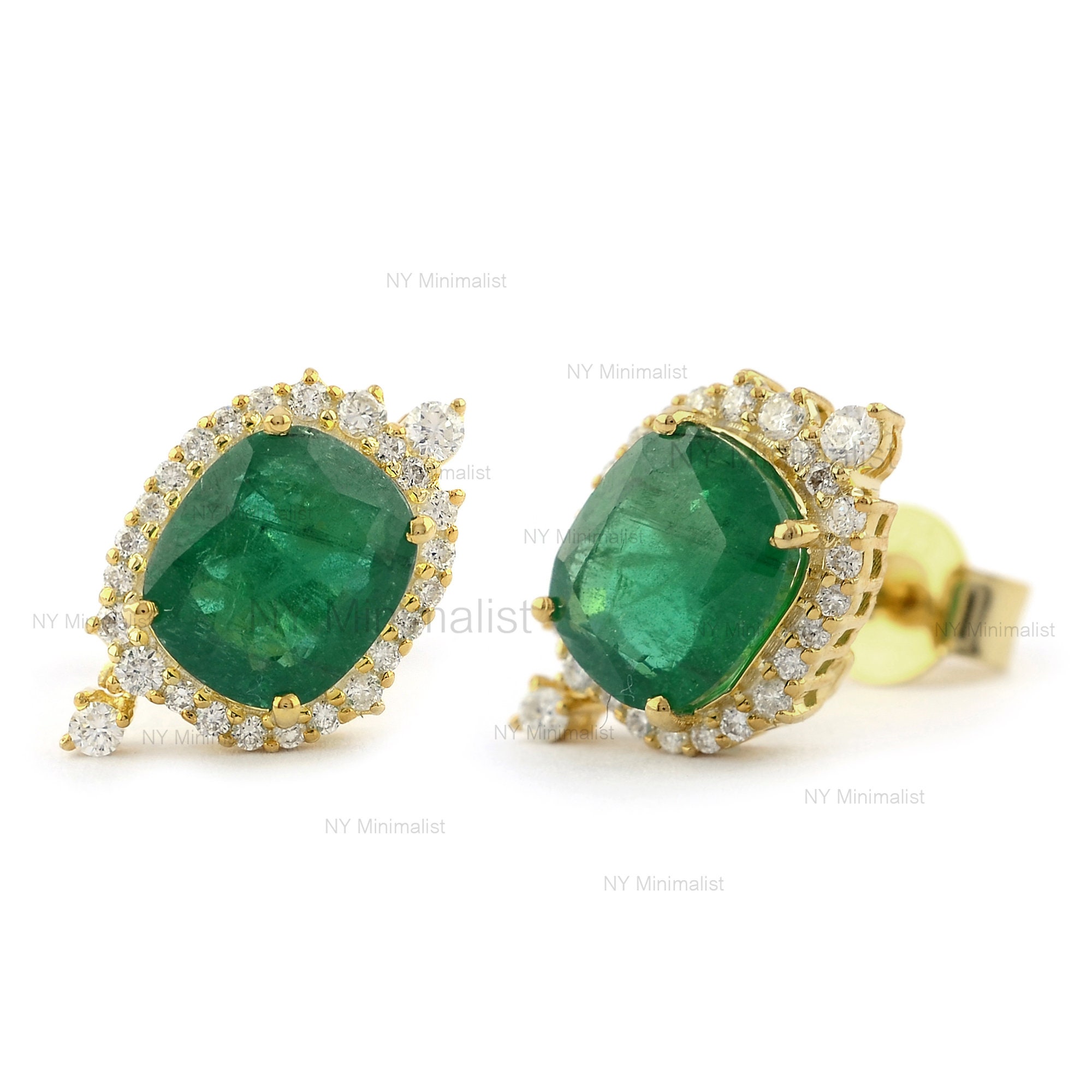 Solid 18K Yellow Gold Real Genuine Zambian Mines Green