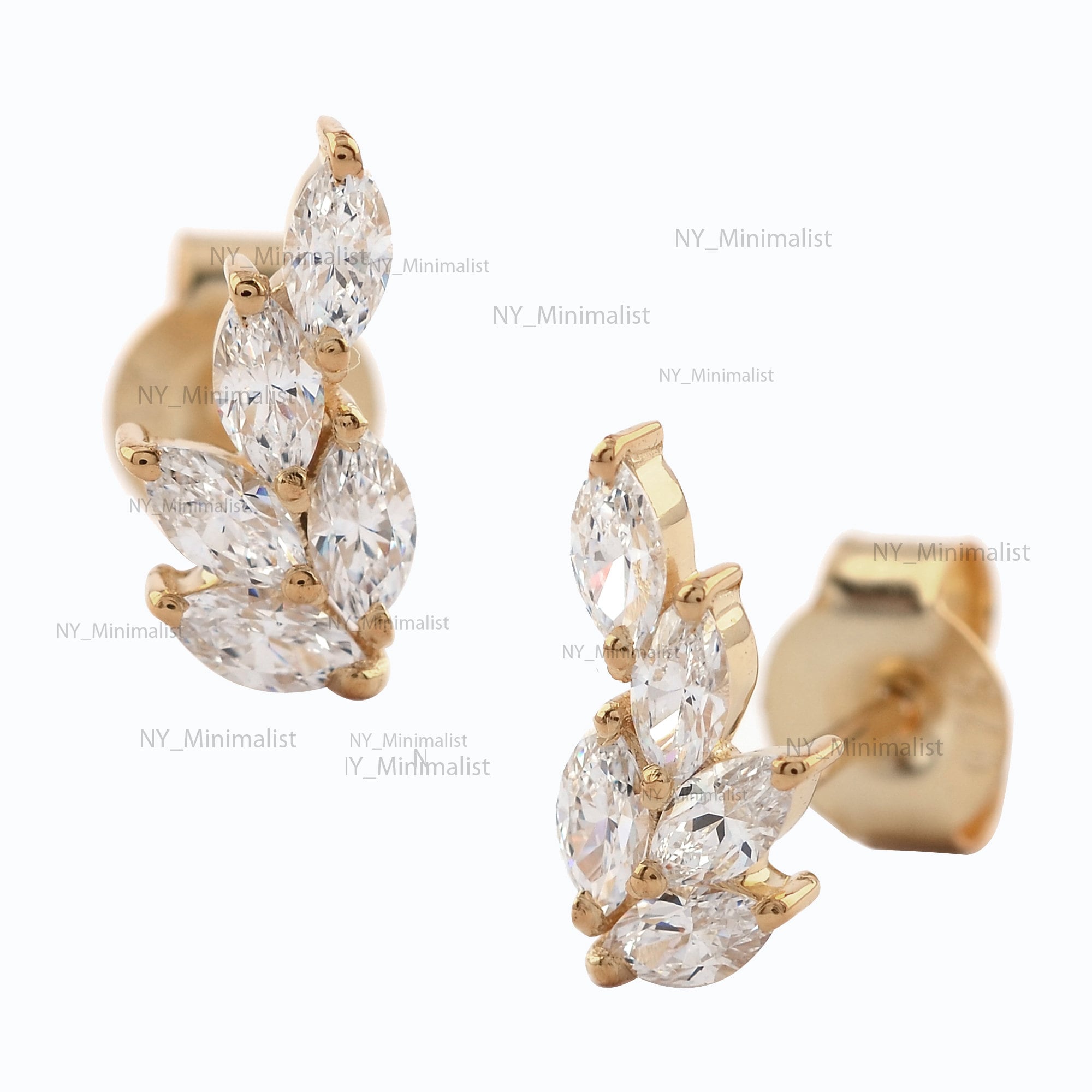 Sieraden Oorbellen Clusteroorbellen Marquise Cut Diamond Hoop Style Earrings 