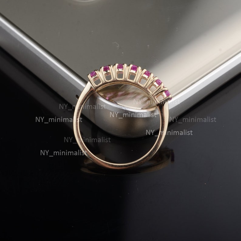 14K Gold Ruby Half Eternity Ring: July Birthstone Stackable Ring - Etsy