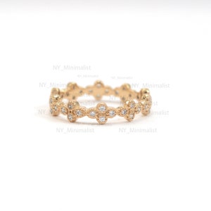 14K Gold Diamond Eternity Band: Stacking Wedding Ring - Etsy