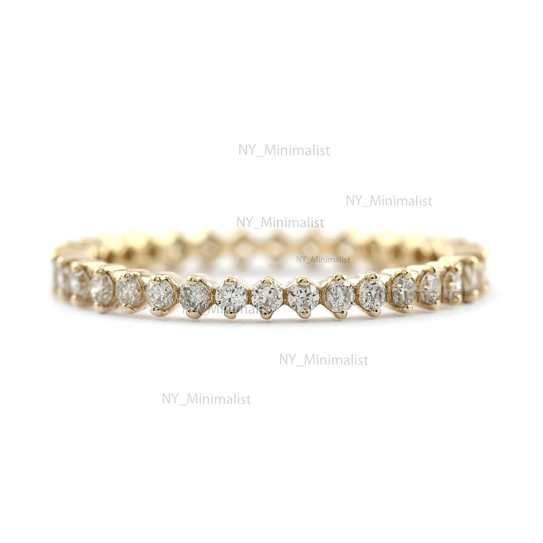 14K Gold Diamond Eternity Ring: Stackable Wedding Band - Etsy