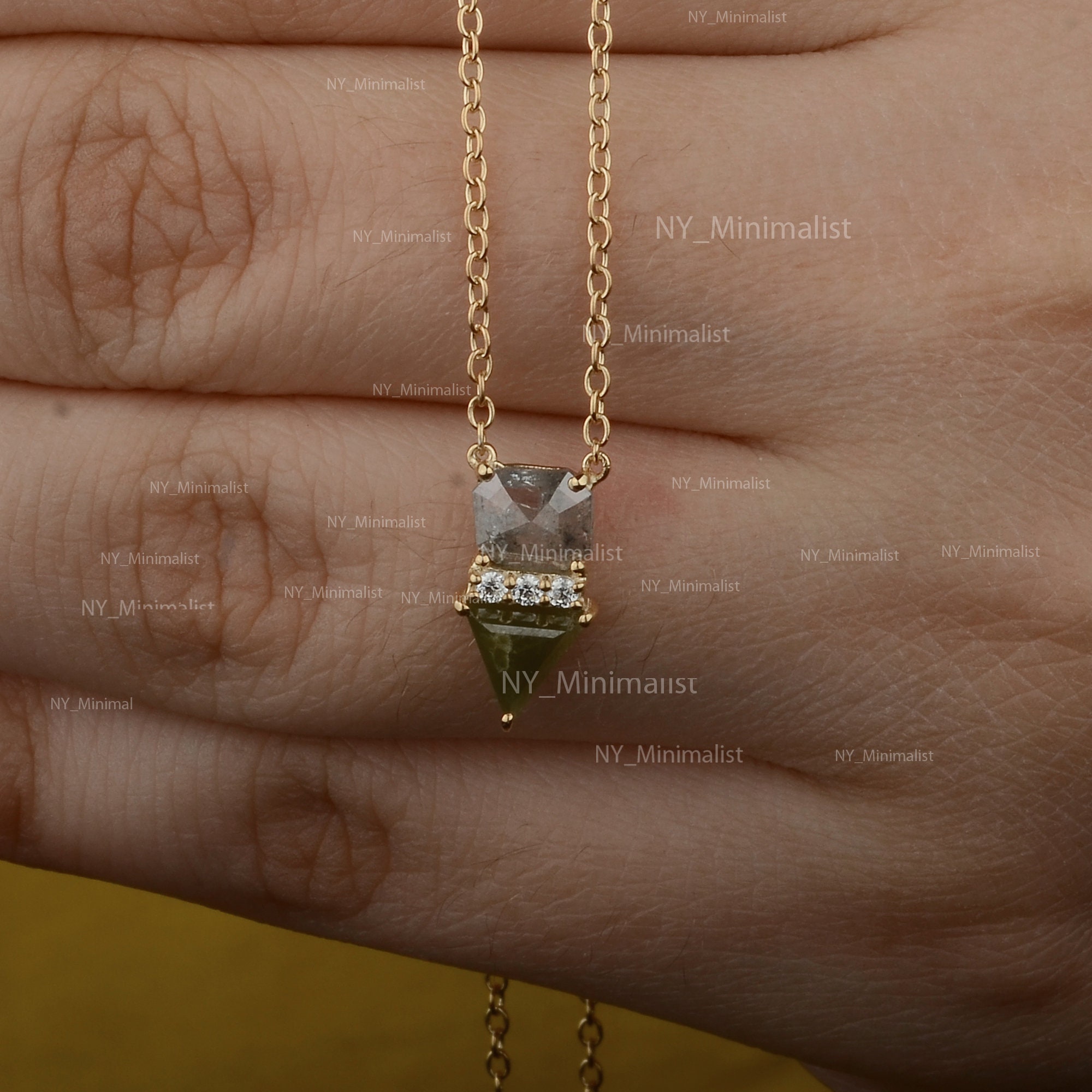 Genuine Salt and Pepper Diamond Necklace Solid 14K Etsy UK