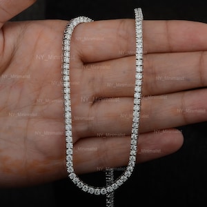 Certified 8.75 Ct Genuine Diamond Tennis Necklace In 18K White Gold | Classic Choker Necklace | Perfect Bridal & Bridesmaid Jewelry Gift