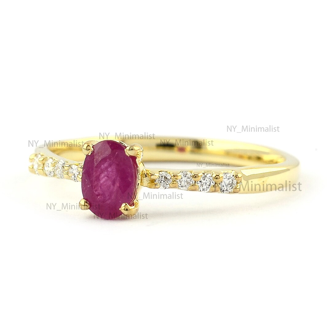gold ruby ring stackable gold ring july ring natural... Handmade 14K Gold Ruby Diamond Ring: July Birthstone Engagement Ring - Etsy