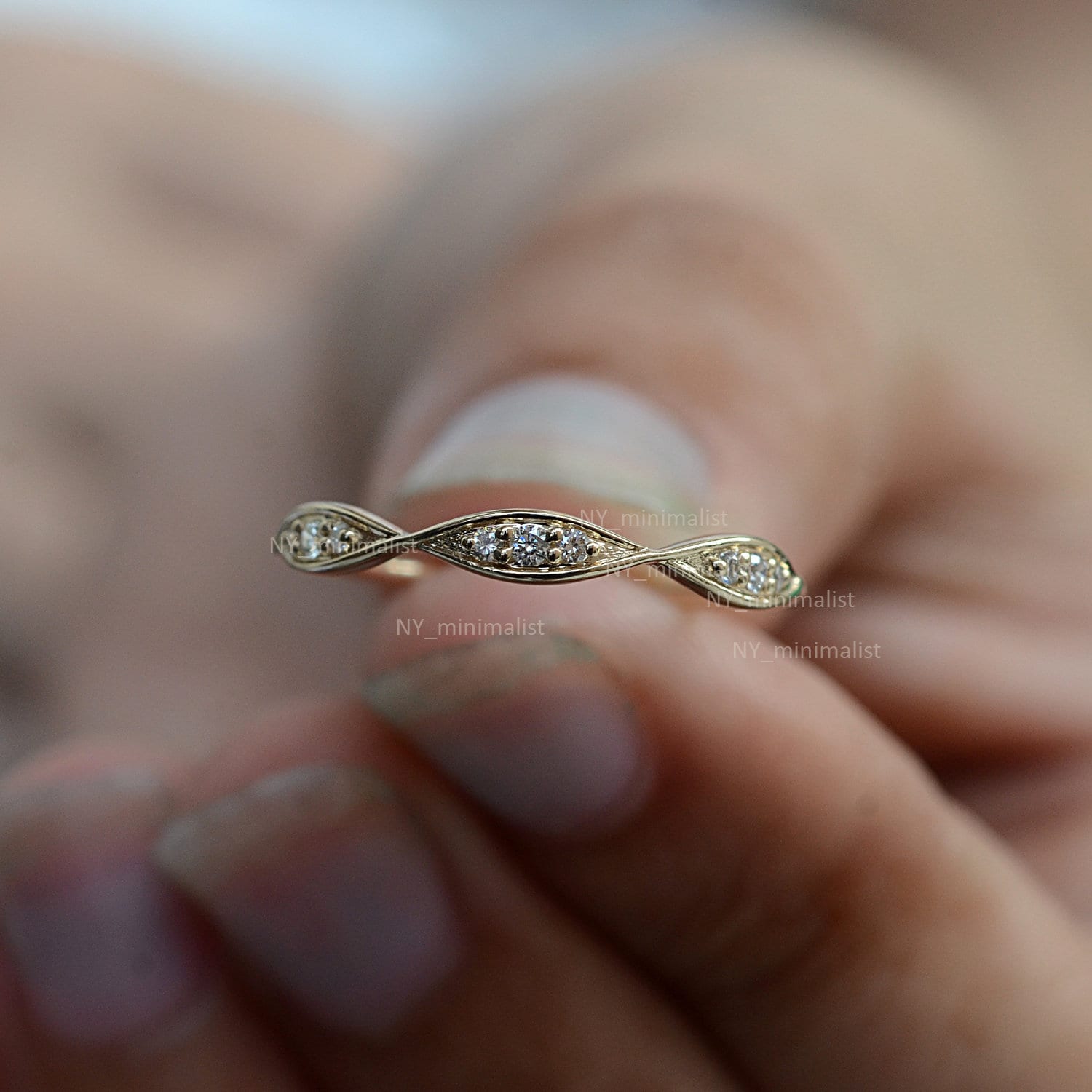 14金無垢ダイヤモンド結婚指輪：ハーフエタニティ婚約指輪 - Etsy 日本