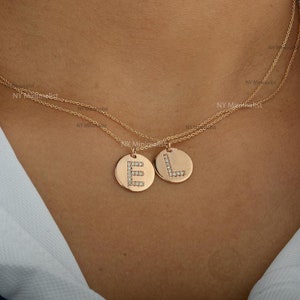 Diamond Initial 14K Yellow Gold Necklace: Personalized Monogram Pendant