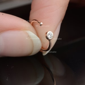 Genuine SI Clarity G-H Color Round Cut Diamond Ear Cuff Solid 14K Yellow Gold Open Hoop Earrings Handmade Christmas Jewelry Collection