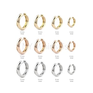 Dainty Huggie Hoop Earrings in Solid 14K Yellow/Rose/White Gold Minimalist Hoop Earrings 2 mm Thickness Available In 6mm, 8mm, 10mm, 12mm