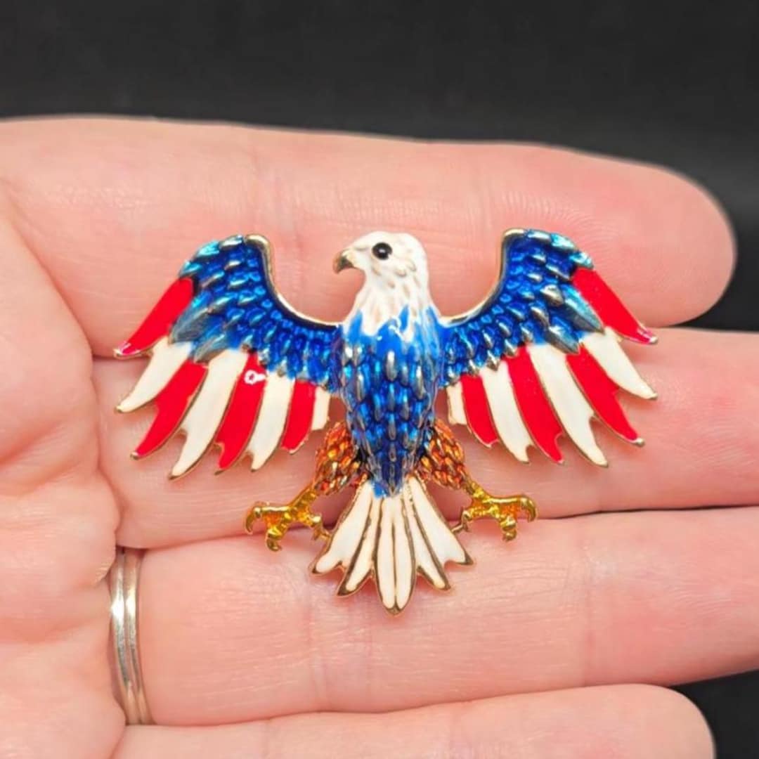 Patriotic Bald Eagle American Flag Enamel Brooch Pendant Pin USA - Etsy