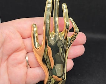 Abstract Gold Stainless Hand Brooch Large Artistic Modern Fashion