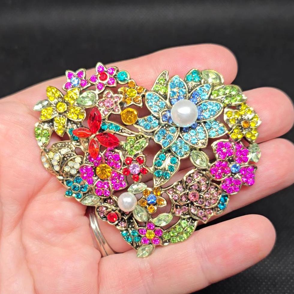 Blue Bling Crystal Dream Rainbow Rhinestone Fashion Women Charm Brooch Pin