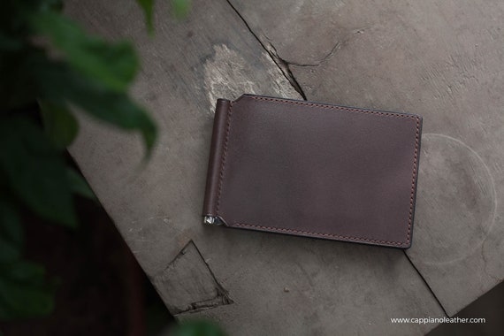 Bespoke Leather Bifold Men/'s Slim Wallet w// Money Clip Monogrammed Engraved Gift