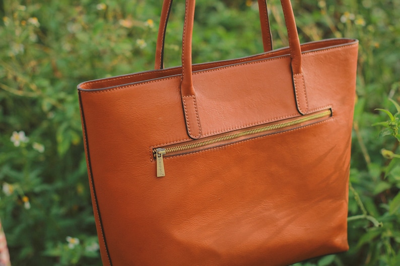 Full Grain Leather Tote Bag Work Bag Women Handcrafted Large Etsy