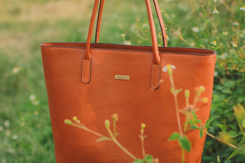 Full Grain Leather Tote Bag Work Bag Women Handcrafted Large Etsy