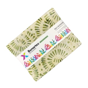 10 Fabric Fat Quarter Bundle Bali Blenders Green Triple Dyed Bali Batiks by Benartex