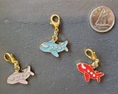 Plane, jet, airplane, aeroplane zipper charm, enamel, lobster clip, bracelet, handbag, purse, gold colour, stitch marker,  diary, journal