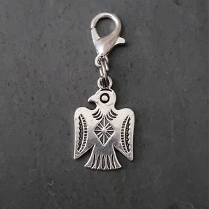 Precioso tirador de cremallera con forma de pájaro, estilo azteca, plano, de doble cara, con cierre de mosquetón, para pulsera, bolso, cartera, estuche, mochila escolar, teléfono