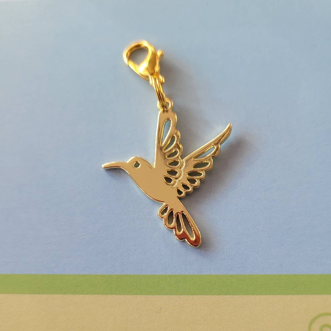 Gold Coloured Hummingbird Zipper Pull Enamel Zip Charm on Etsy