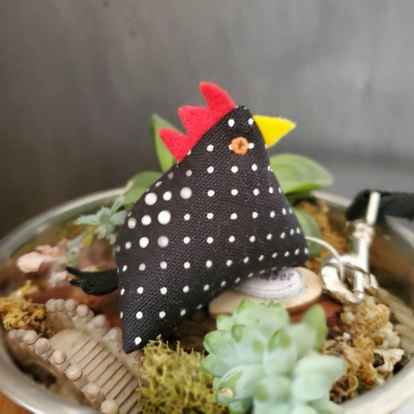 Plymouth barred rock hen, pyramid chicken, handcrafted in Alberta, Canada.