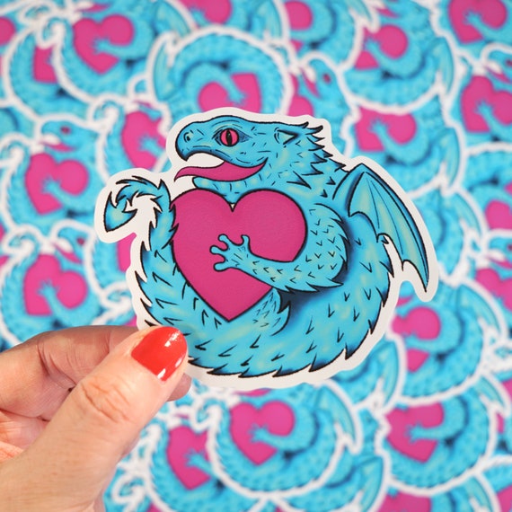 Baby Dragon Heart Stickers – Glossy Fantasy Decals