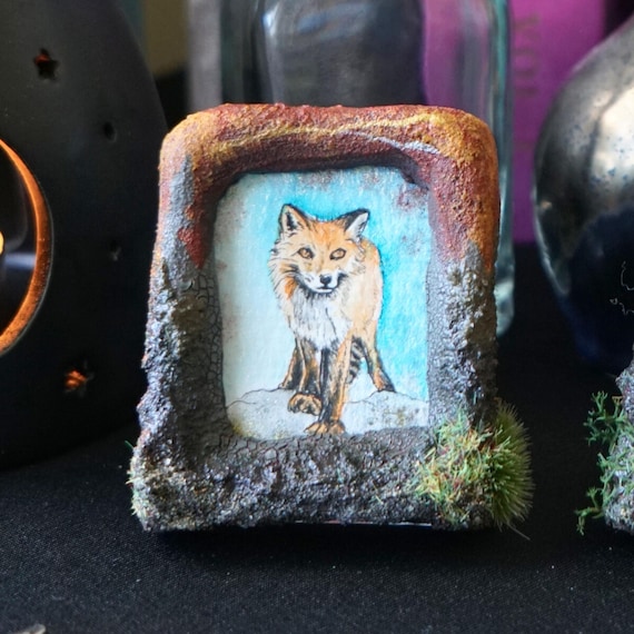 Fox - Tiny Art Frame - Shimmering Miniature Watercolour