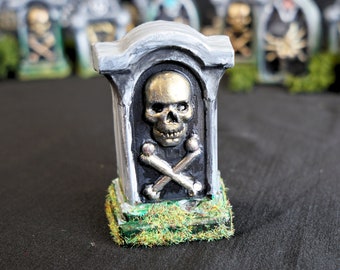 Miniature Gravestone - Headstone Ornaments - Halloween Decoration - Spooky Tombstones - Plaster Cast and Hand Painted