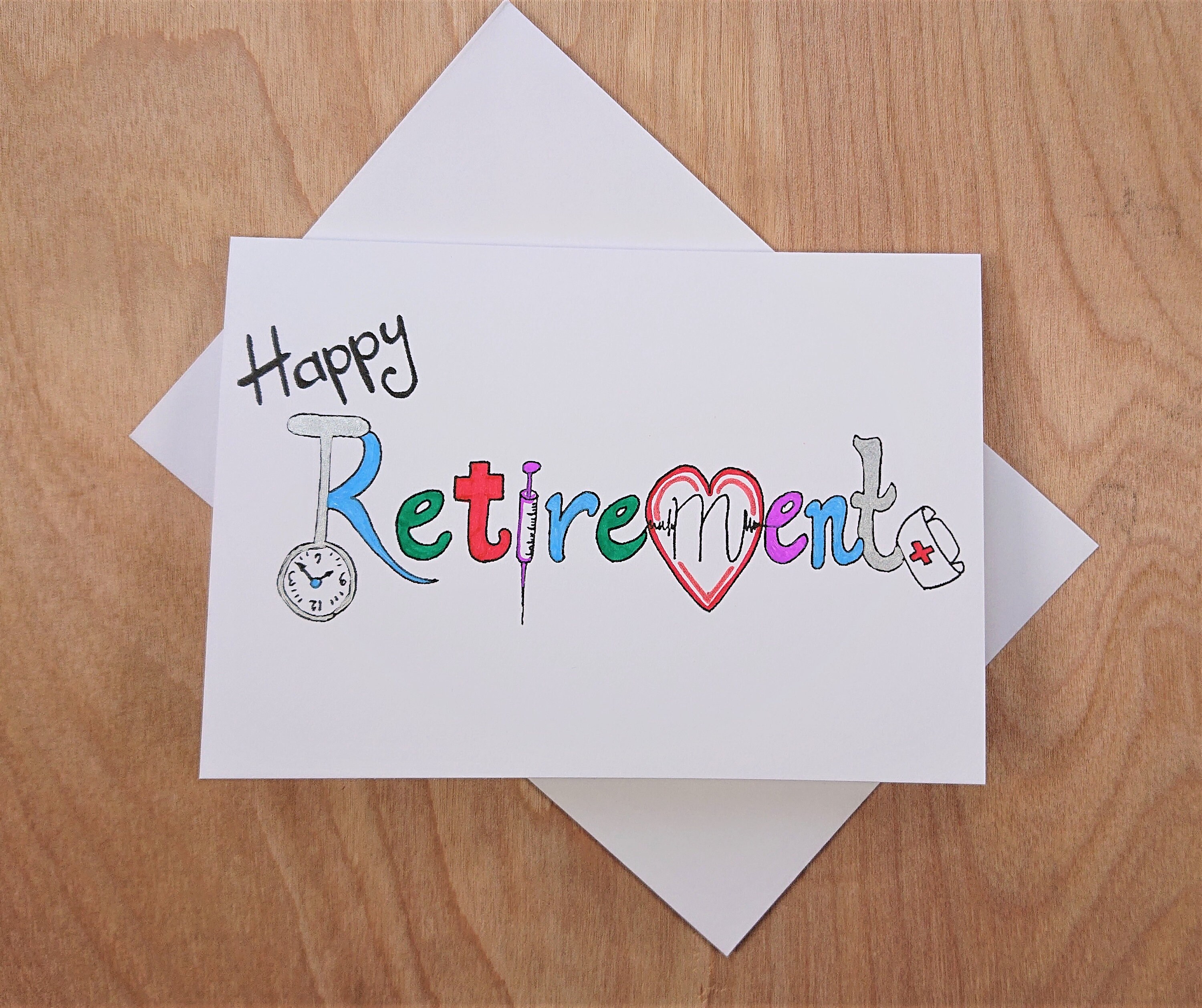 Retirement Card Nurse Hand Drawn and Illustrated Etsy UK