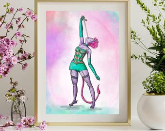 Sword Swallower Art Print - Nuala - Vintage Carnival - A5/A4
