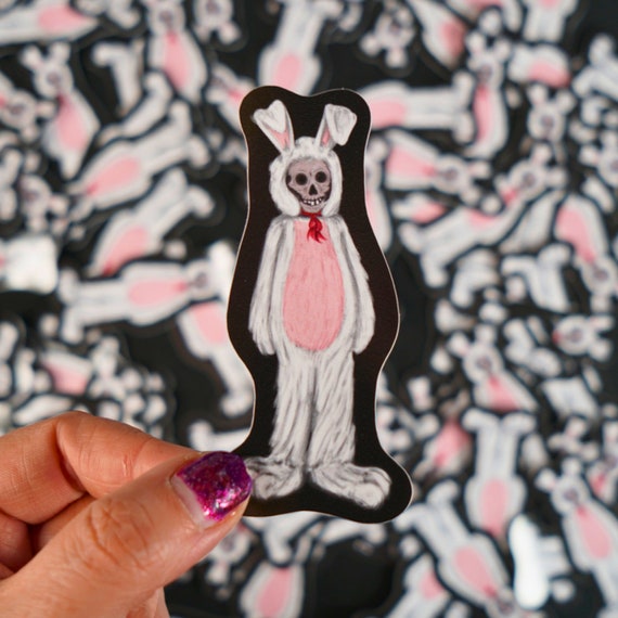 Creepy Undead Bunny Sticker – Horror Humor, Laptop Decal