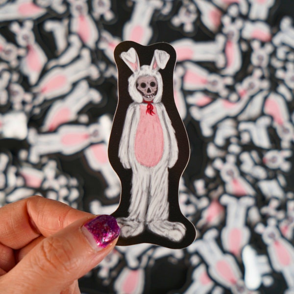 Creepy Rabbit Sticker - Undead Bunny - Creepy Cute Collection - Journal or laptop sticker