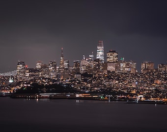 San Francisco - City Skyline at Night – City Lights Wall Art Photography Print