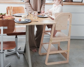 Toddler kitchen tower of learning and high chair combo