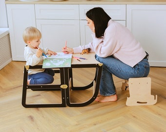 Montessori Kitchen Tower with Slide | Foldable Learning Stool