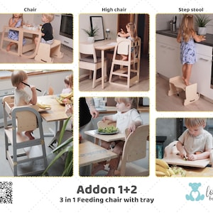 multifunctional kitchen tower, with feeding chair and tray