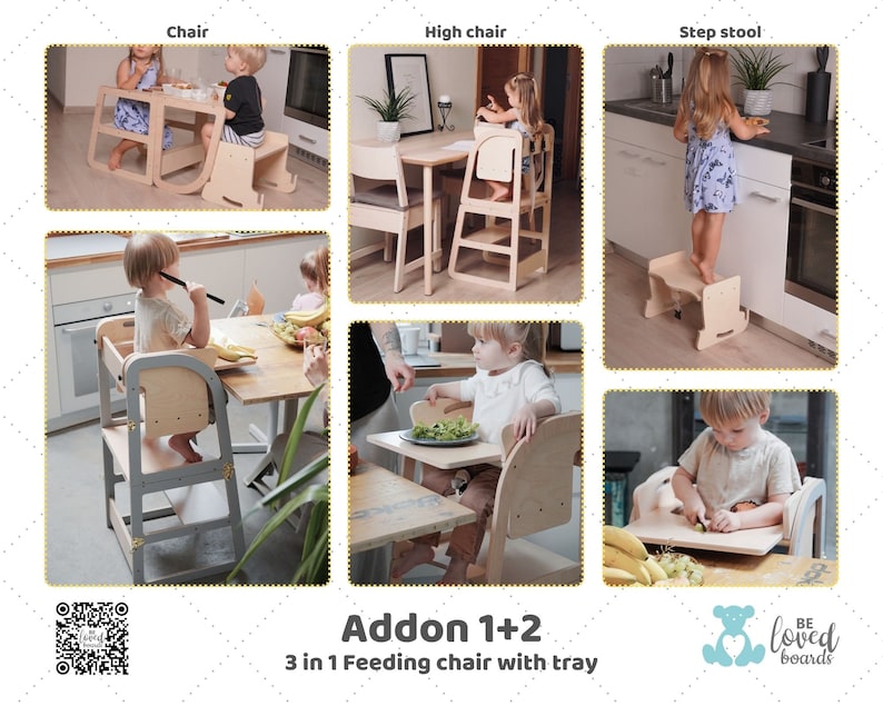 multifunctional kitchen tower, with feeding chair and tray