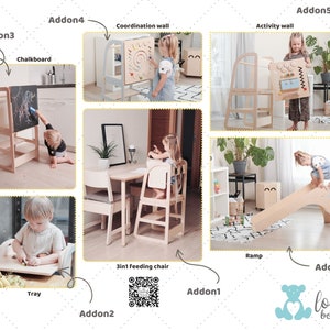 Chalk board,high chair ,feeding chair, tray, busy board slide, activity panel