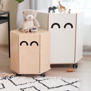 Baúl de juguetes: caja de juguetes de madera con ruedas, solución de almacenamiento de juguetes de gran tamaño