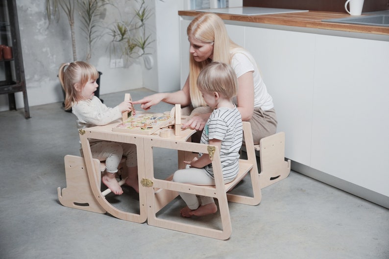 Kids desk, step stool, transformable learning tower