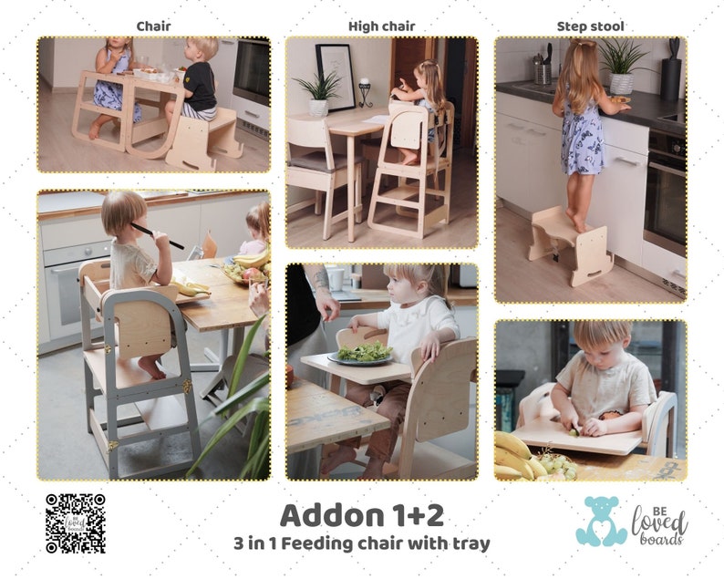 Kitchen Tower, Learning Stool: Elevate Your Child's Experience with Customizable Add-Ons Tower + addon 2+1