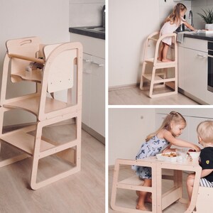 3 in 1 Kitchen Tower : High chair, step stool, kids desk. image 1